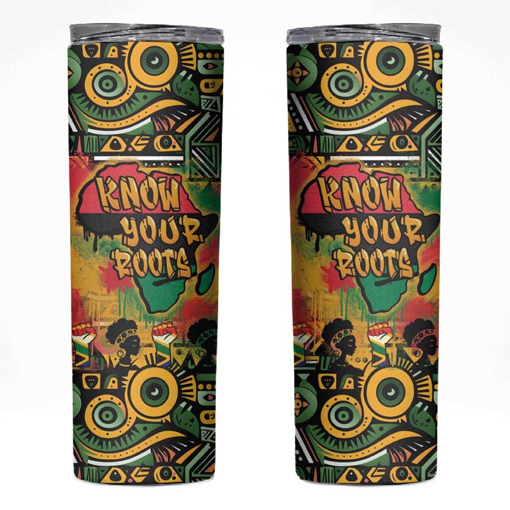 Africa Map Graffiti Skinny Tumbler Know You Roots Art Style DT03