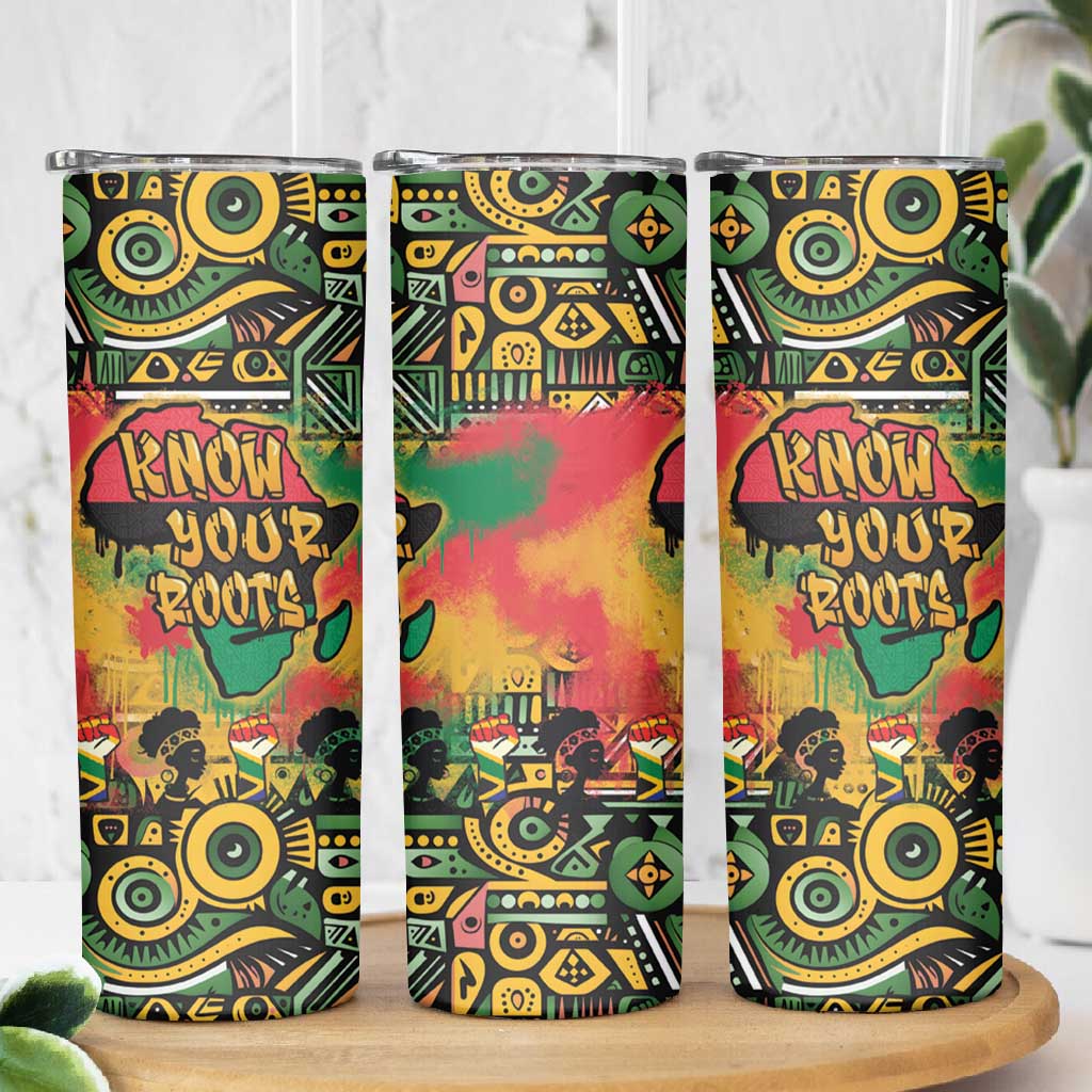 Africa Map Graffiti Skinny Tumbler Know You Roots Art Style DT03