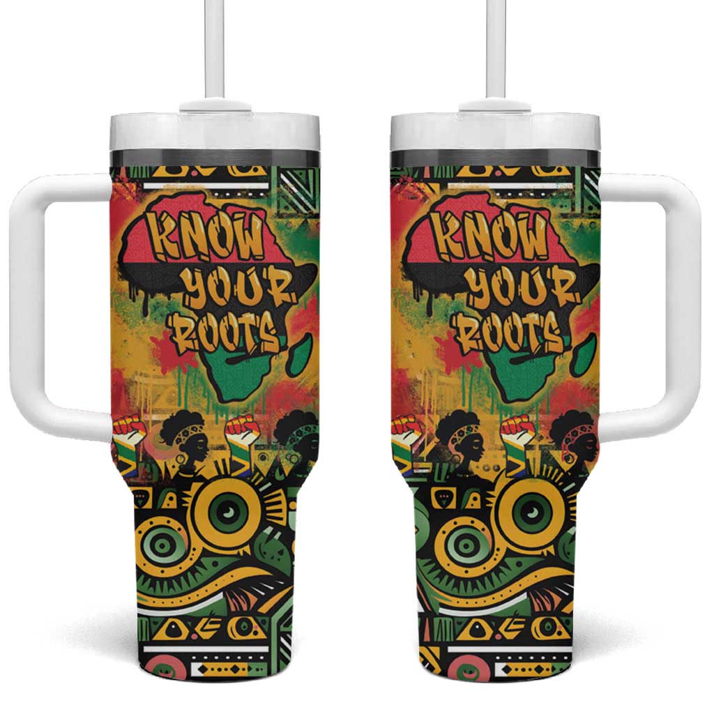 Africa Map Graffiti Tumbler With Handle Know You Roots Art Style DT03