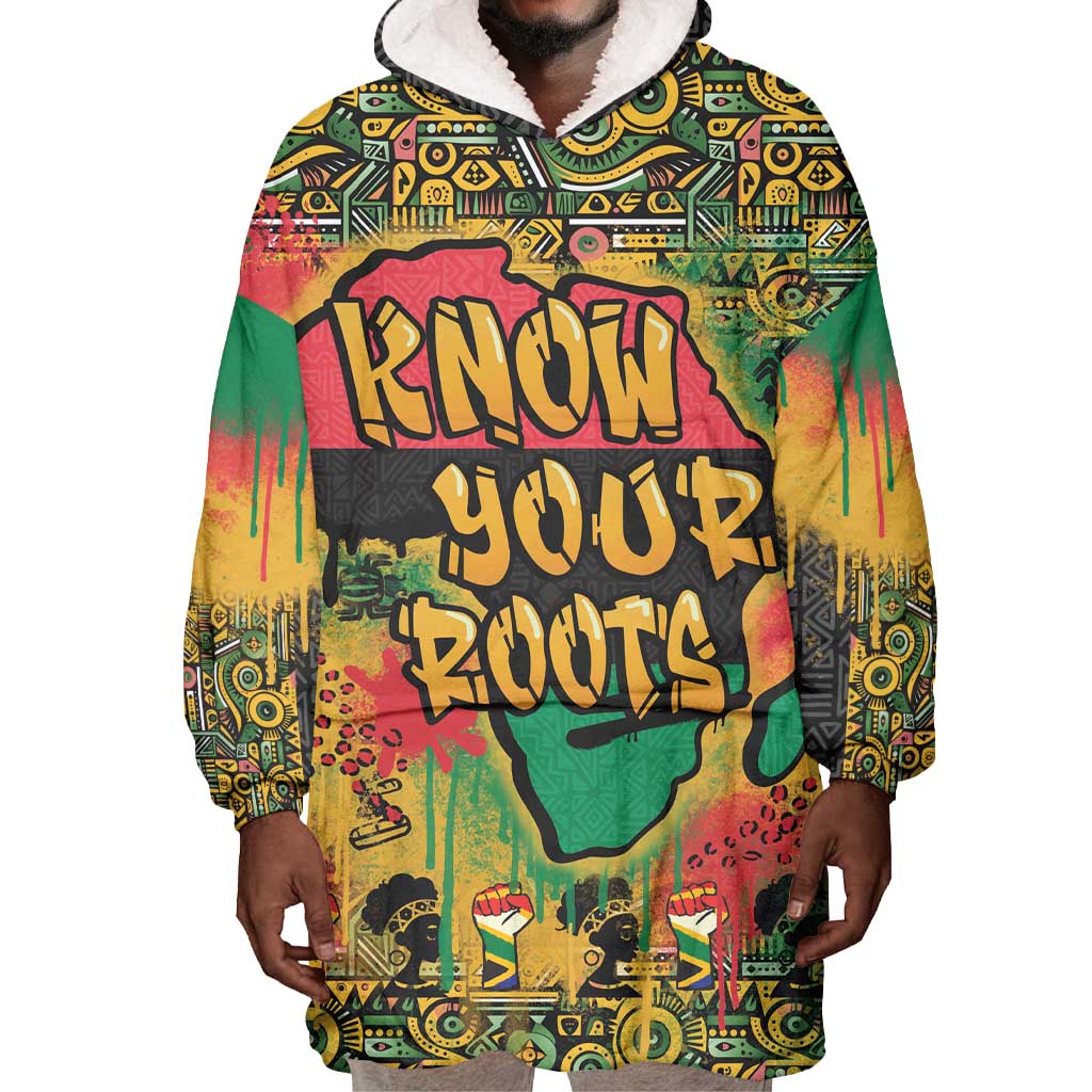 Africa Map Graffiti Wearable Blanket Hoodie Know You Roots Art Style DT03