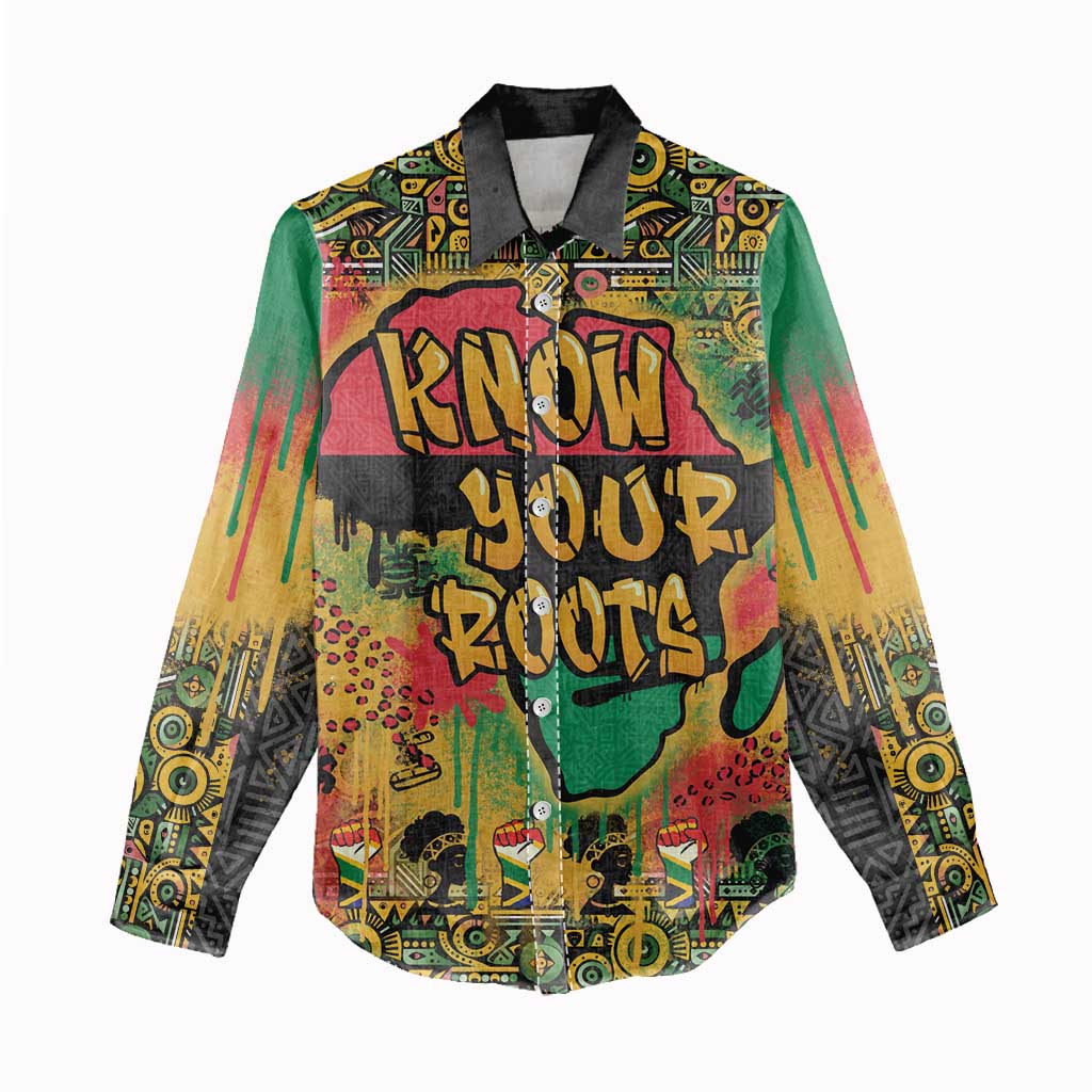 Africa Map Graffiti Women Casual Shirt Know You Roots Art Style DT03