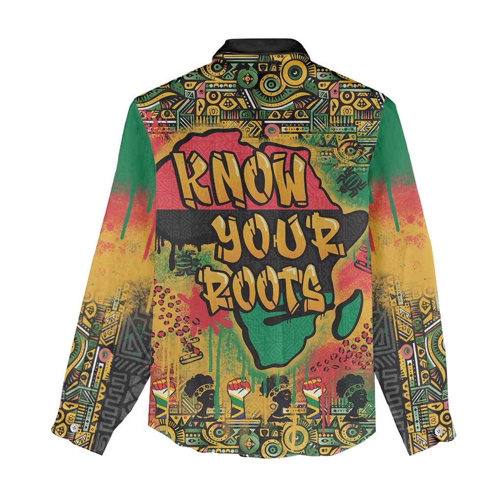 Africa Map Graffiti Women Casual Shirt Know You Roots Art Style DT03