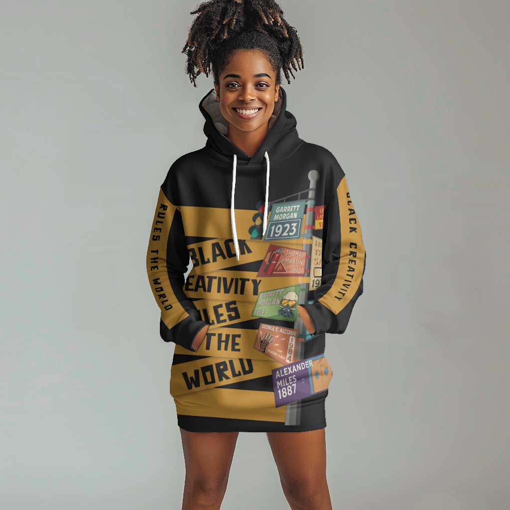 African Creativity Hoodie Dress Black Creativity Rules The World DT03