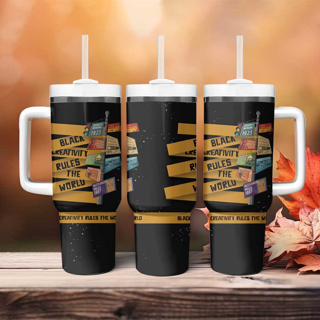 African Creativity Tumbler With Handle Black Creativity Rules The World DT03