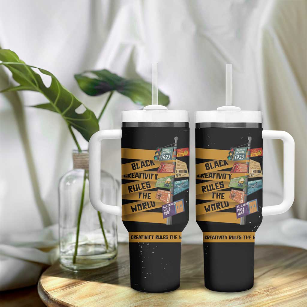 African Creativity Tumbler With Handle Black Creativity Rules The World DT03