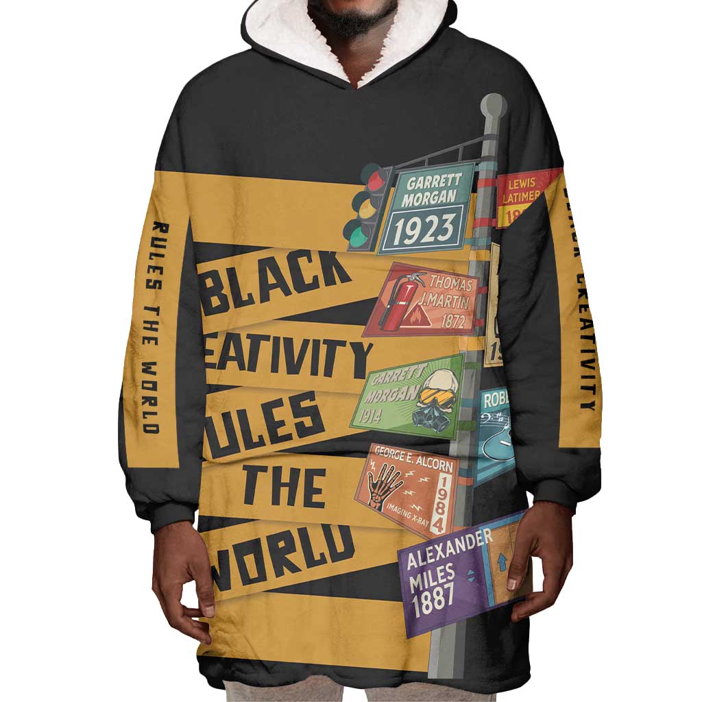 African Creativity Wearable Blanket Hoodie Black Creativity Rules The World DT03