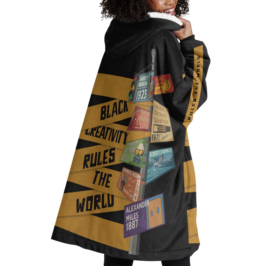 African Creativity Wearable Blanket Hoodie Black Creativity Rules The World DT03