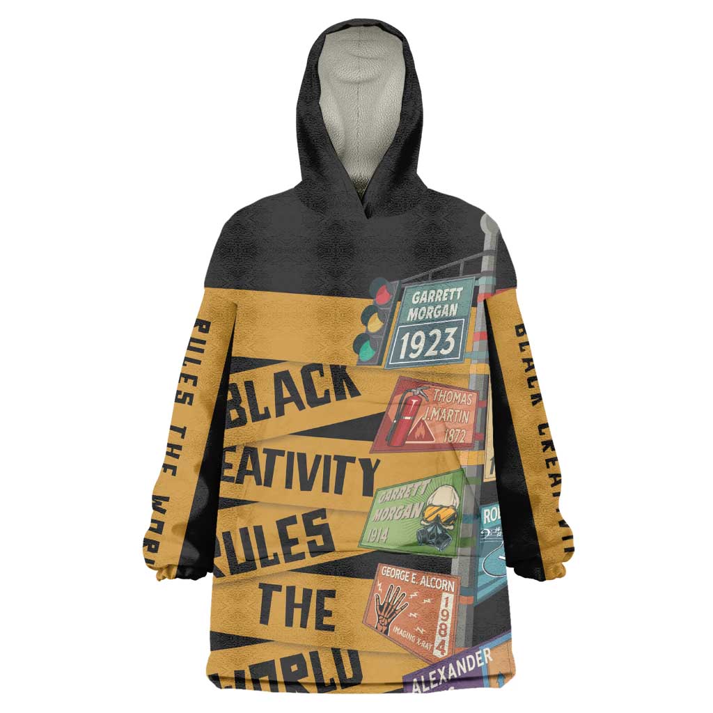 African Creativity Wearable Blanket Hoodie Black Creativity Rules The World DT03