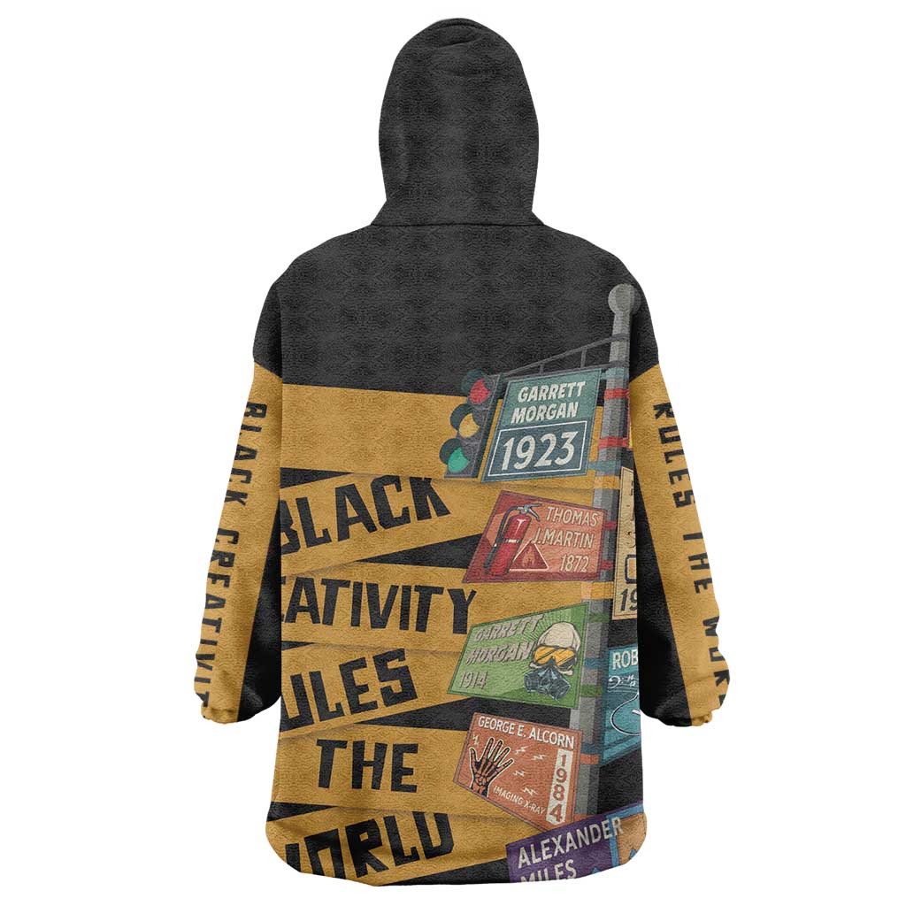 African Creativity Wearable Blanket Hoodie Black Creativity Rules The World DT03