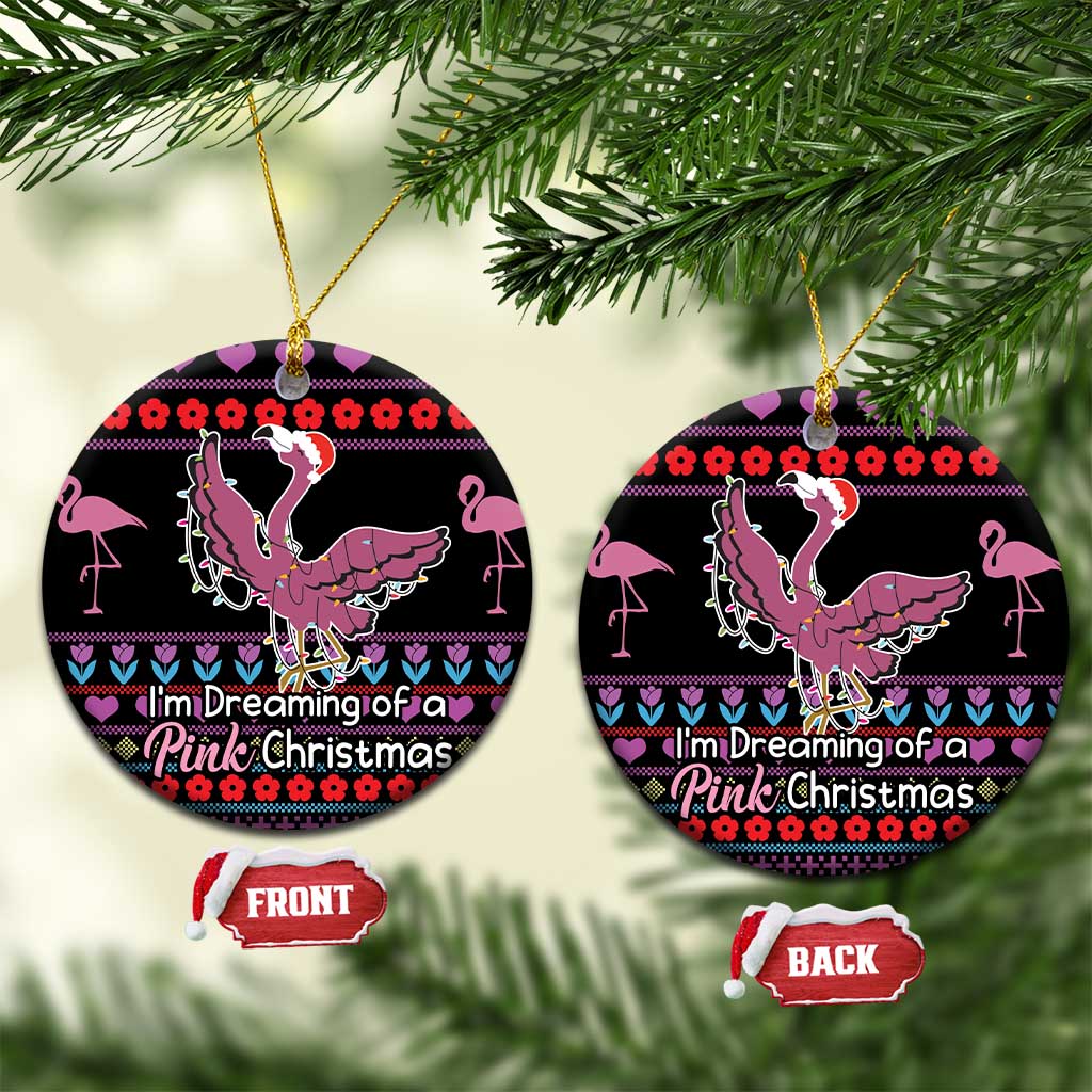 Flamingo Im Dreaming Of A Pink Christmas Ceramic Ornament DT03