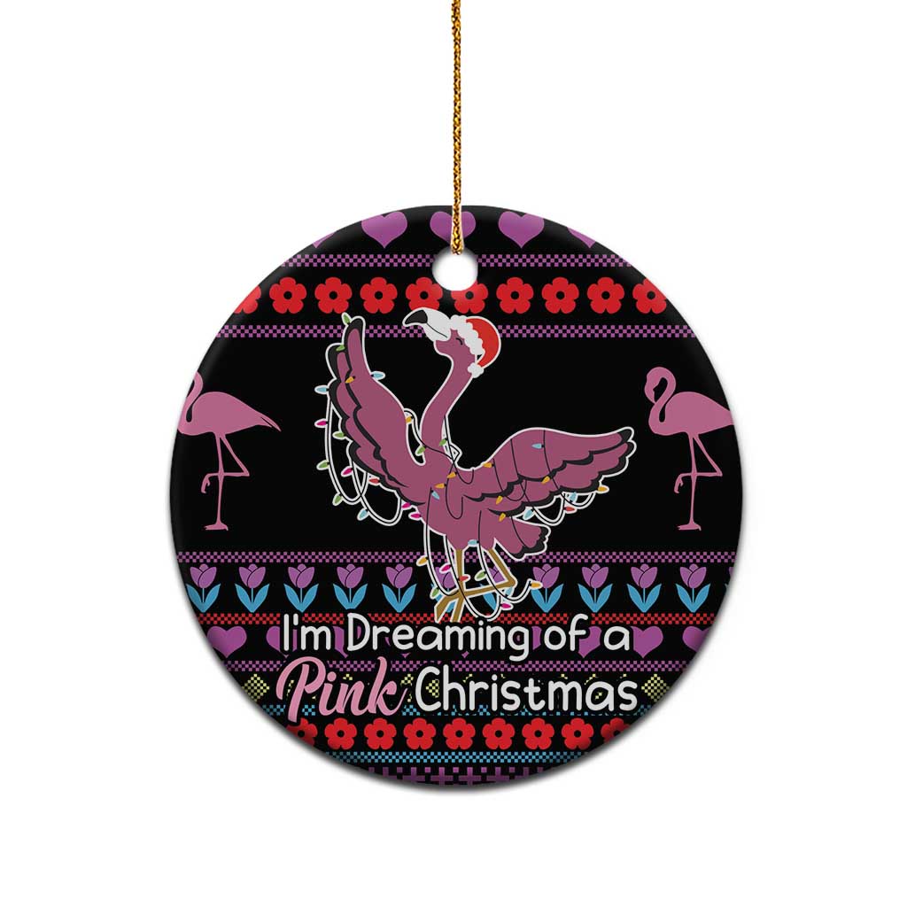 Flamingo Im Dreaming Of A Pink Christmas Ceramic Ornament DT03