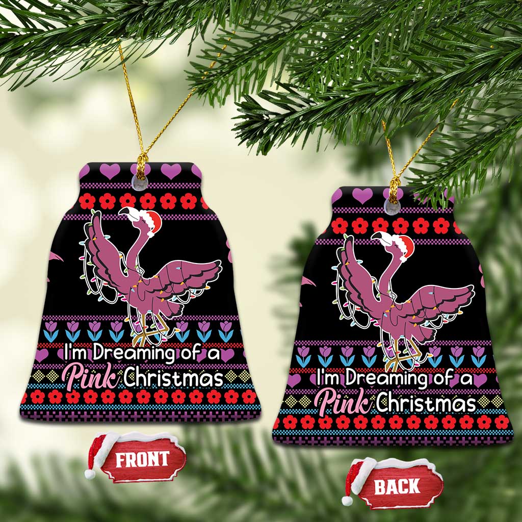 Flamingo Im Dreaming Of A Pink Christmas Ceramic Ornament DT03