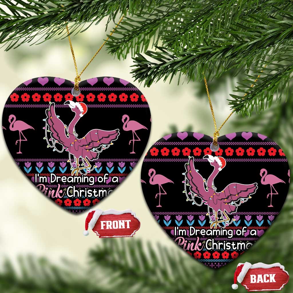 Flamingo Im Dreaming Of A Pink Christmas Ceramic Ornament DT03