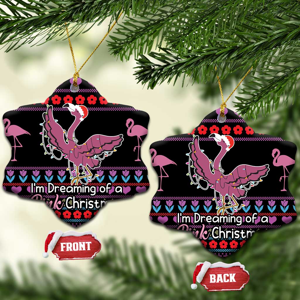 Flamingo Im Dreaming Of A Pink Christmas Ceramic Ornament DT03