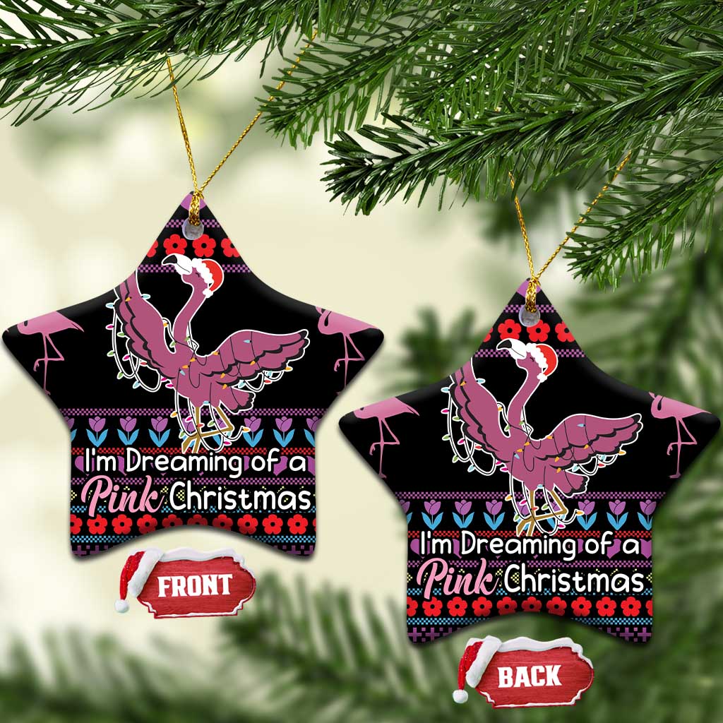 Flamingo Im Dreaming Of A Pink Christmas Ceramic Ornament DT03