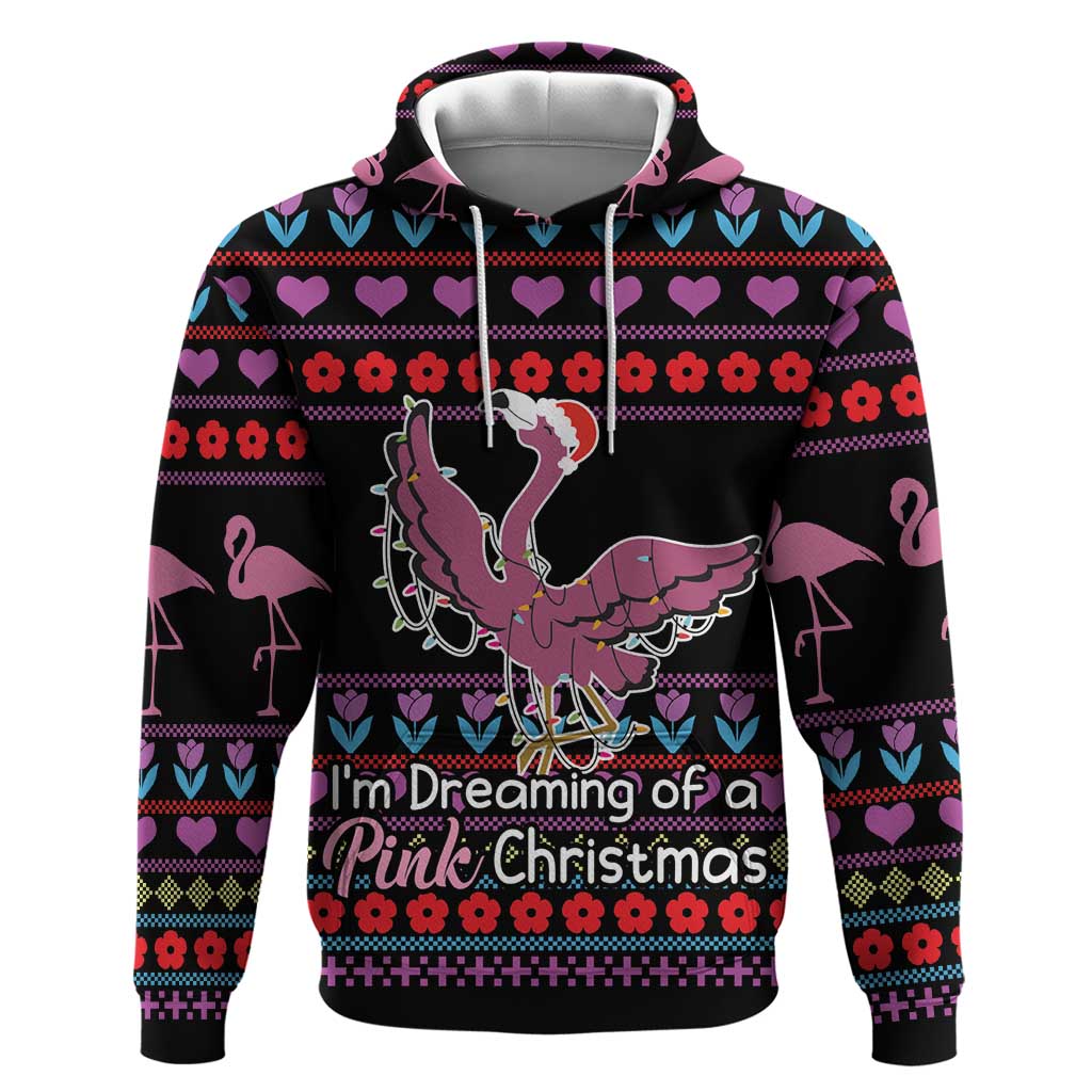Flamingo Im Dreaming Of A Pink Christmas Hoodie DT03