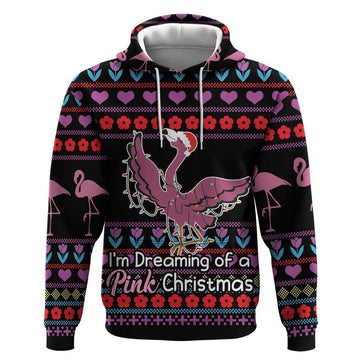 Flamingo Im Dreaming Of A Pink Christmas Hoodie DT03