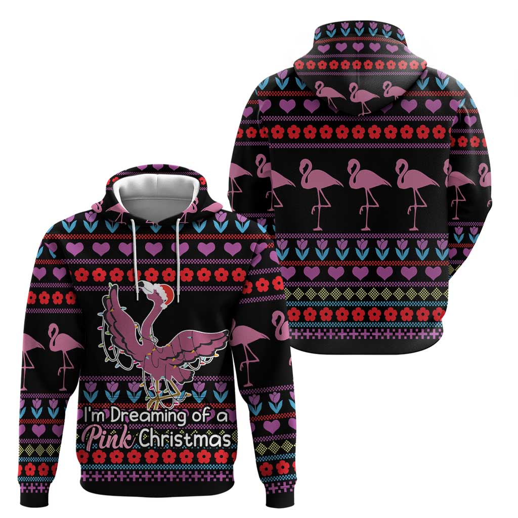Flamingo Im Dreaming Of A Pink Christmas Hoodie DT03