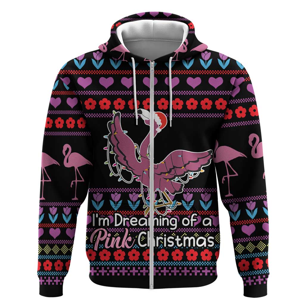 Flamingo Im Dreaming Of A Pink Christmas Hoodie DT03