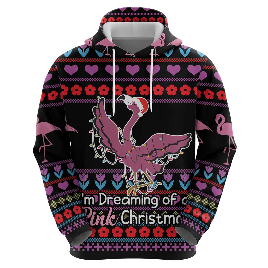 Flamingo Im Dreaming Of A Pink Christmas Hoodie DT03