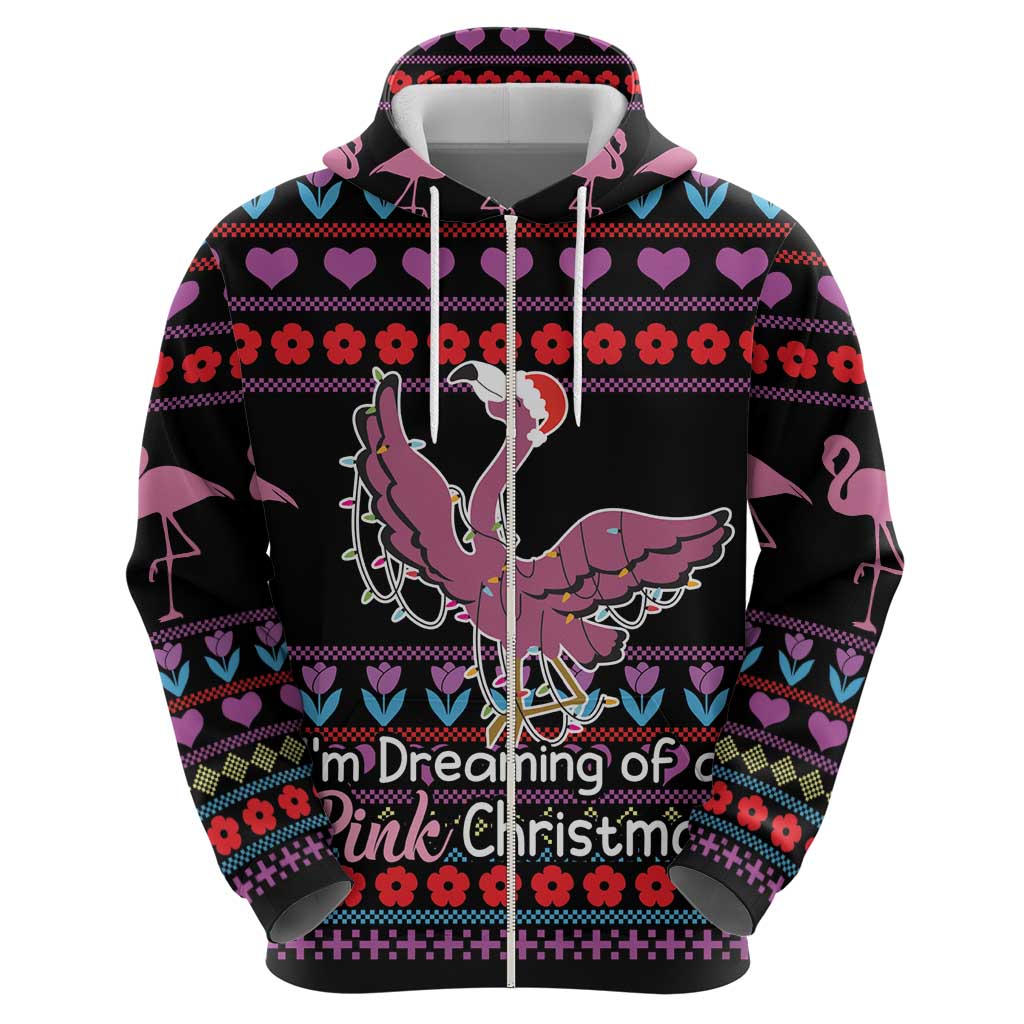 Flamingo Im Dreaming Of A Pink Christmas Hoodie DT03