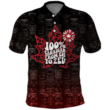 100% Canadian From Eh To Zed Polo Shirt True North Strong and Free DT03