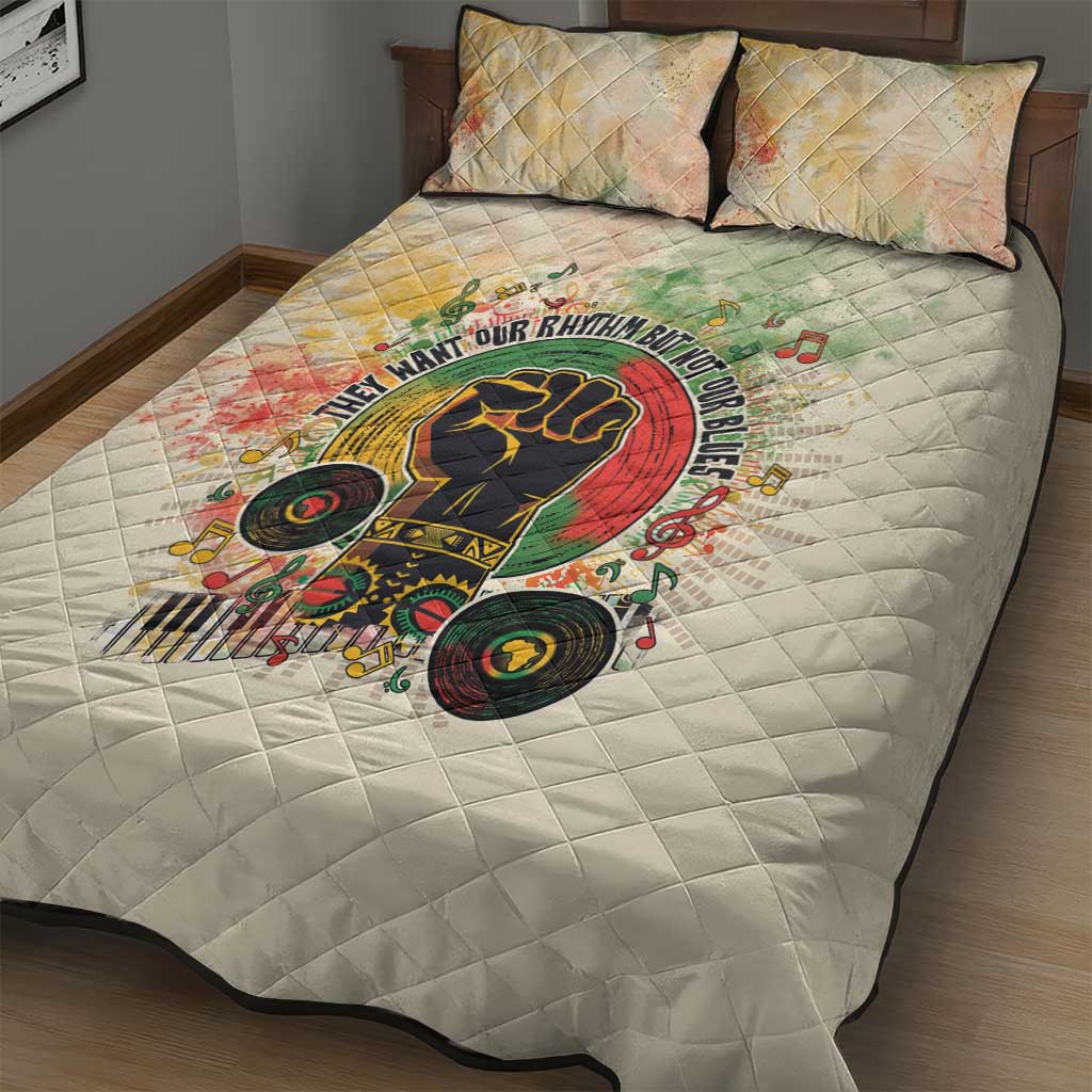 They Want Our Rhythm Not Our Blues Quilt Bed Set Afro Pride Music DT03