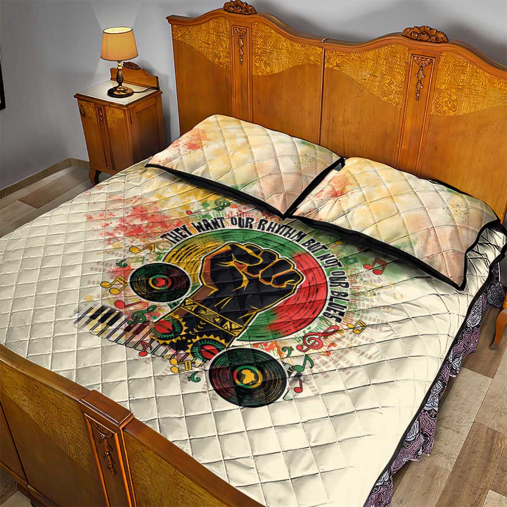 They Want Our Rhythm Not Our Blues Quilt Bed Set Afro Pride Music DT03