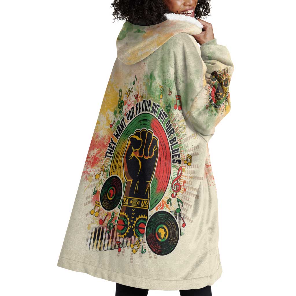They Want Our Rhythm Not Our Blues Wearable Blanket Hoodie Afro Pride Music DT03