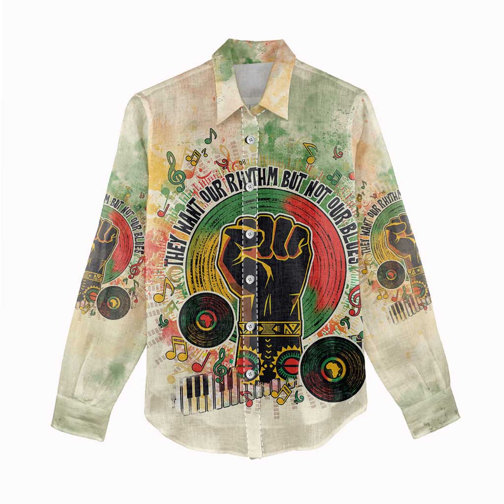 They Want Our Rhythm Not Our Blues Women Casual Shirt Afro Pride Music DT03