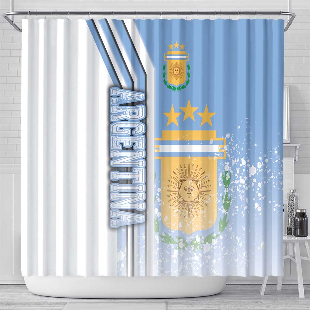 Argentina Football Shower Curtain La Albiceleste Soccer - Road To Champion DT03