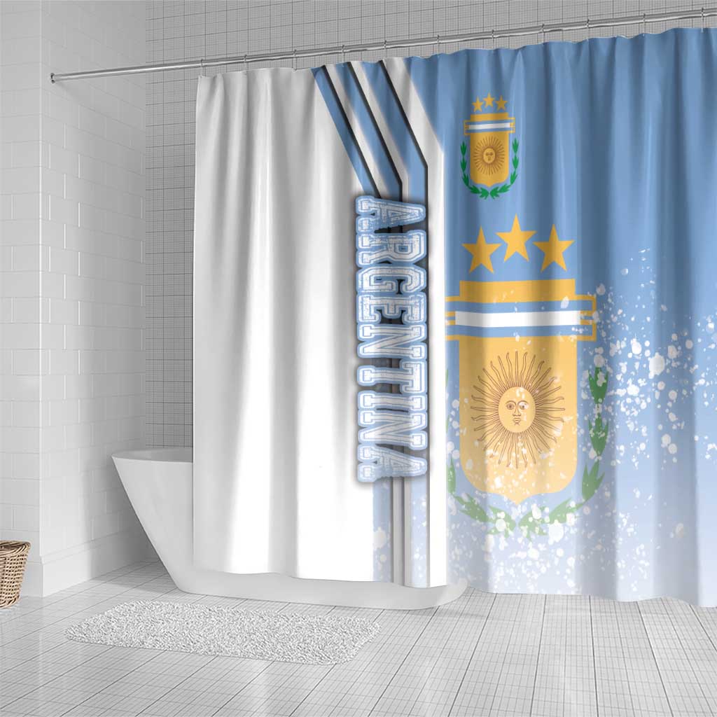 Argentina Football Shower Curtain La Albiceleste Soccer - Road To Champion DT03