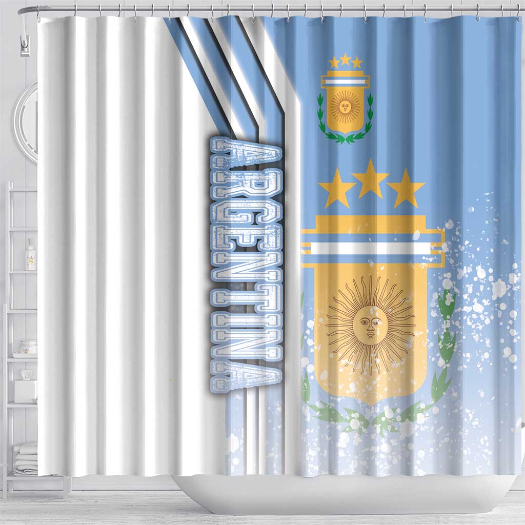 Argentina Football Shower Curtain La Albiceleste Soccer - Road To Champion DT03