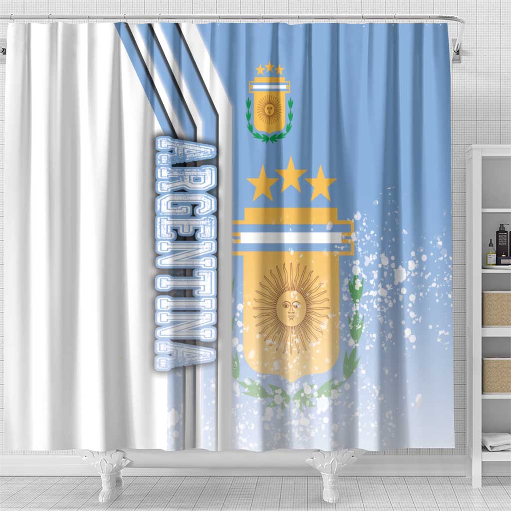 Argentina Football Shower Curtain La Albiceleste Soccer - Road To Champion DT03