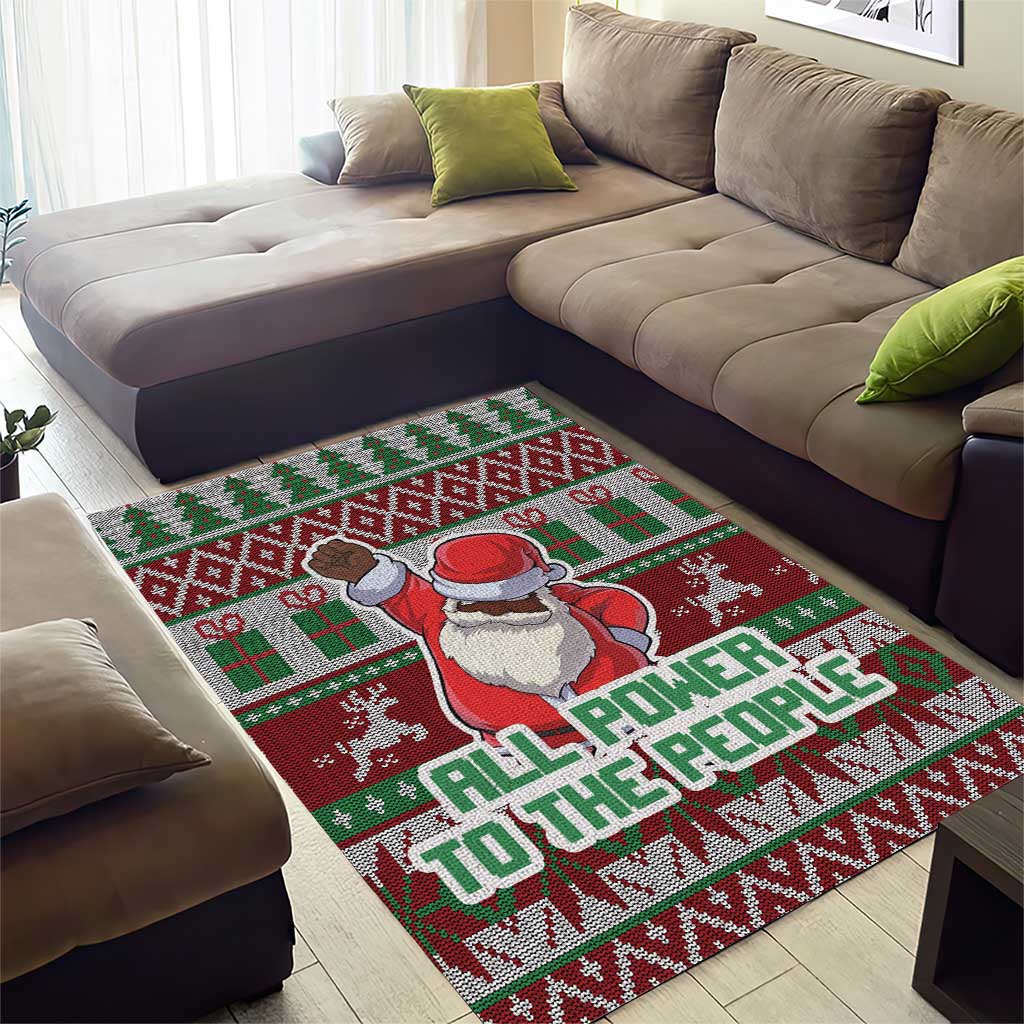 Black Santa Fist Christmas Africa Area Rug All Power to the People DT03