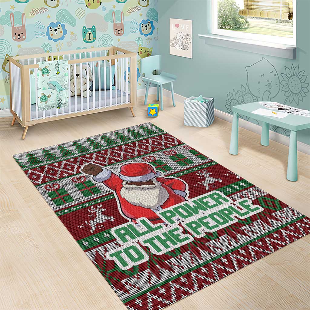 Black Santa Fist Christmas Africa Area Rug All Power to the People DT03