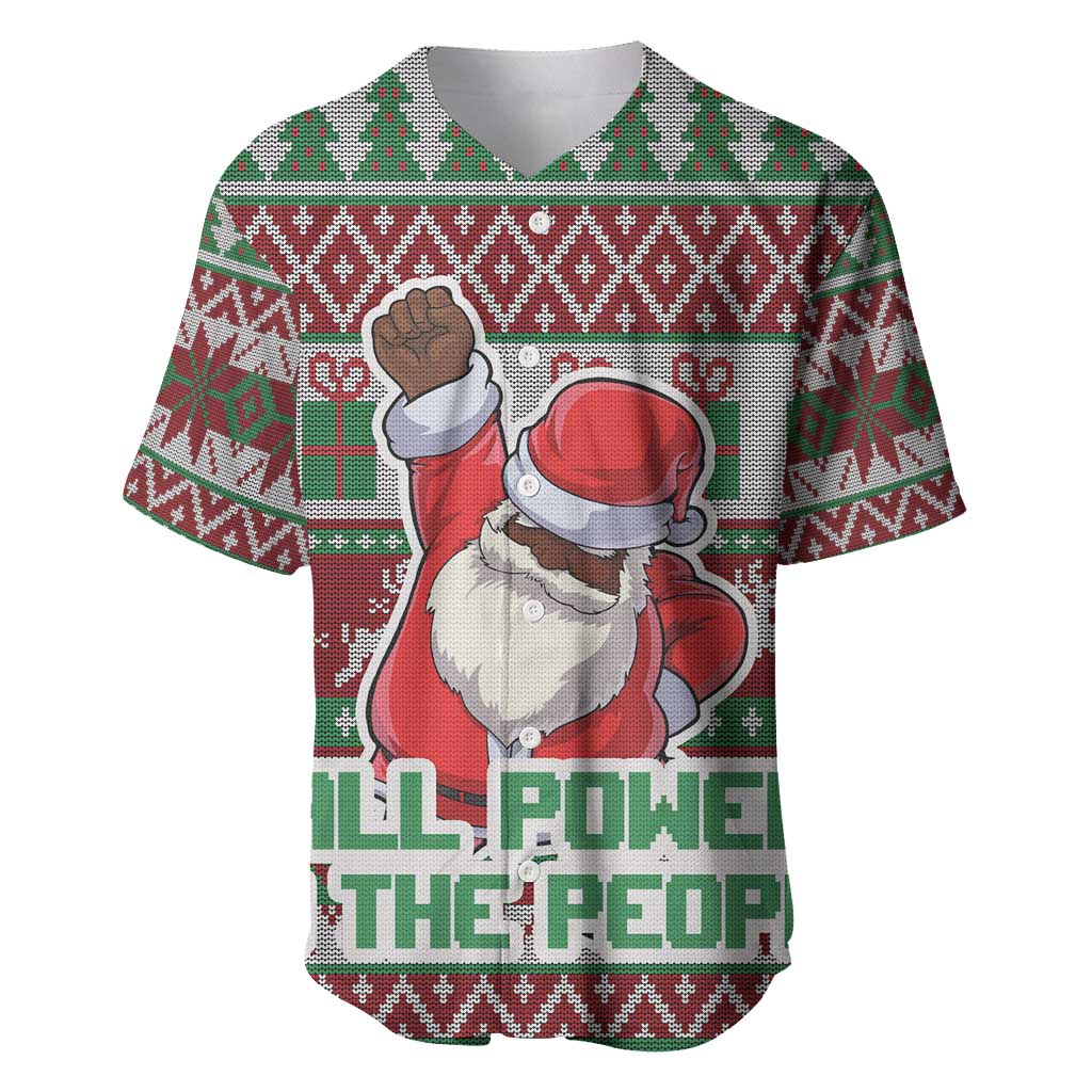 Black Santa Fist Christmas Africa Baseball Jersey All Power to the People DT03