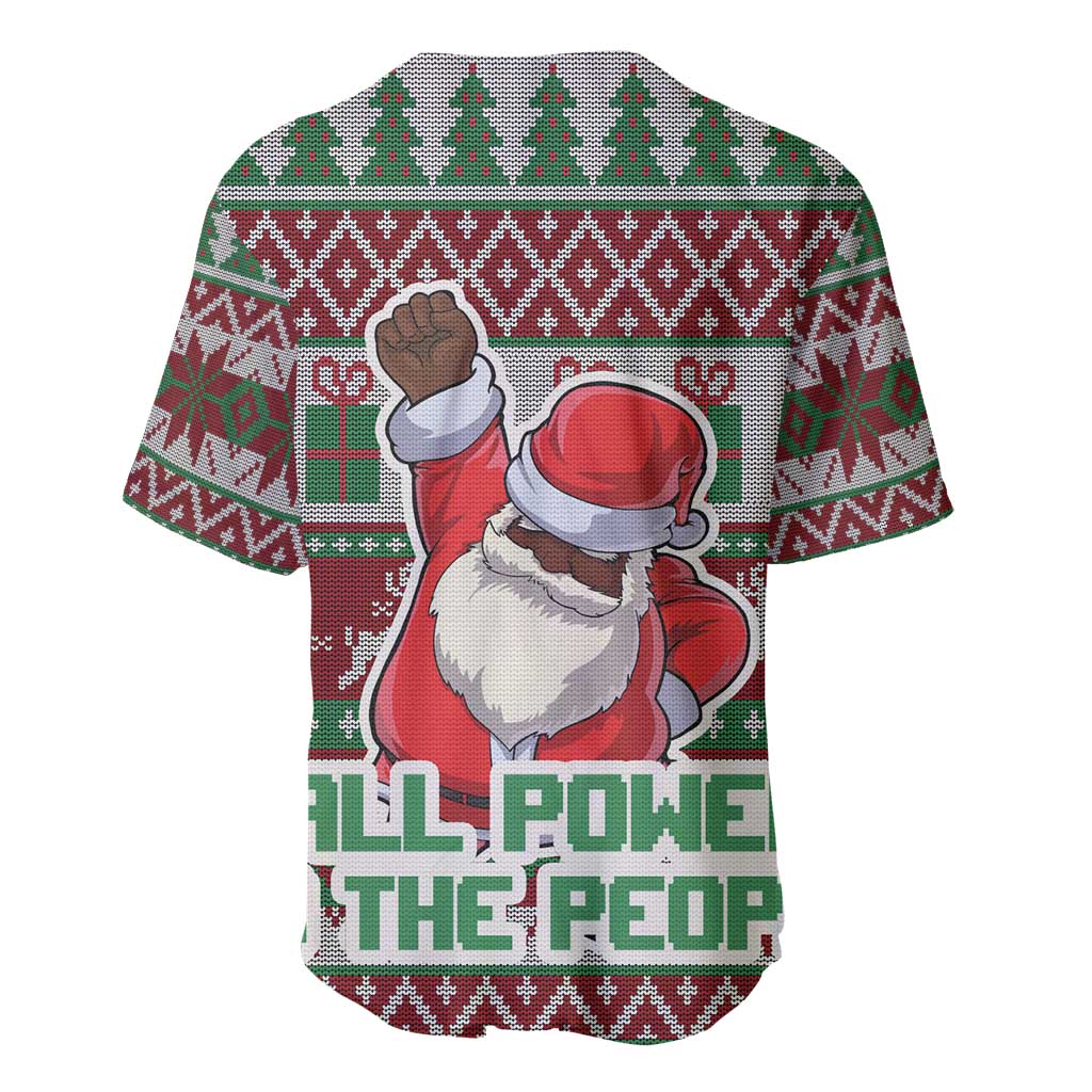 Black Santa Fist Christmas Africa Baseball Jersey All Power to the People DT03