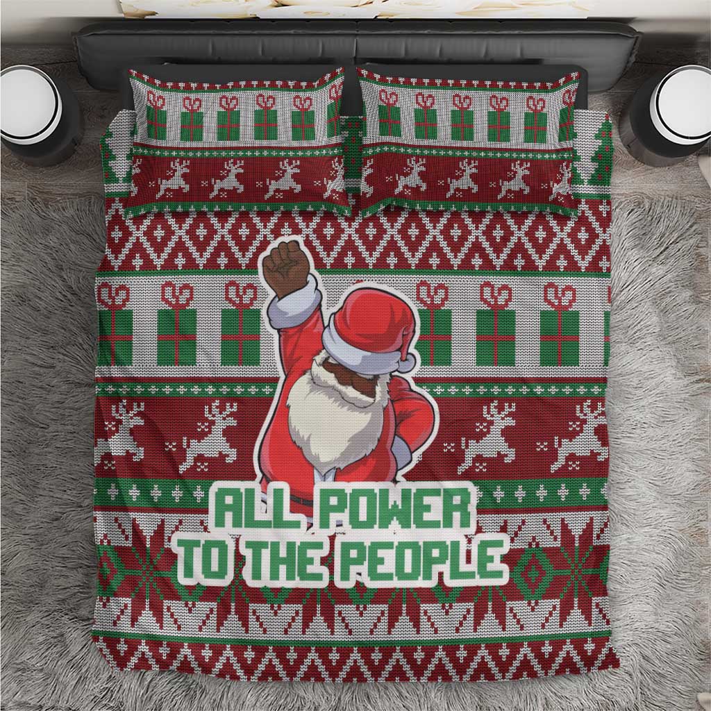 Black Santa Fist Christmas Africa Bedding Set All Power to the People DT03