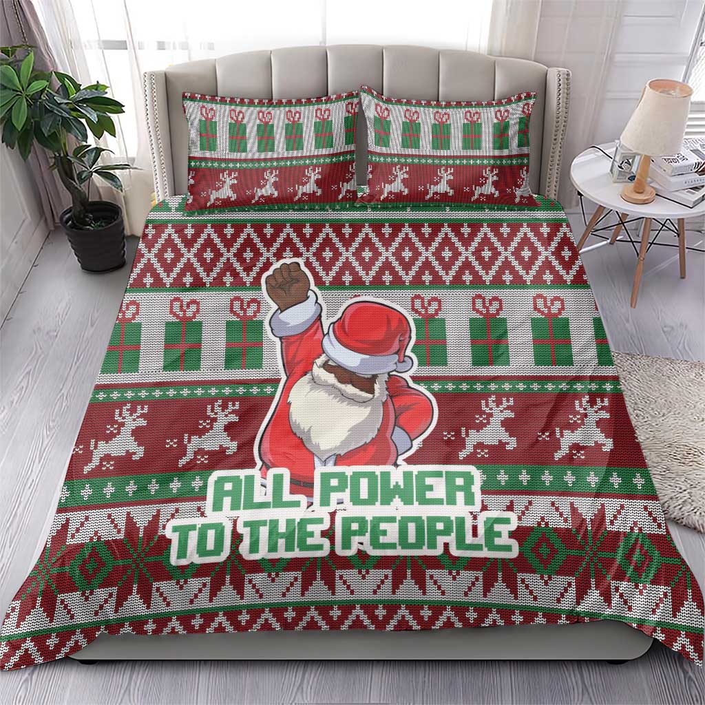 Black Santa Fist Christmas Africa Bedding Set All Power to the People DT03