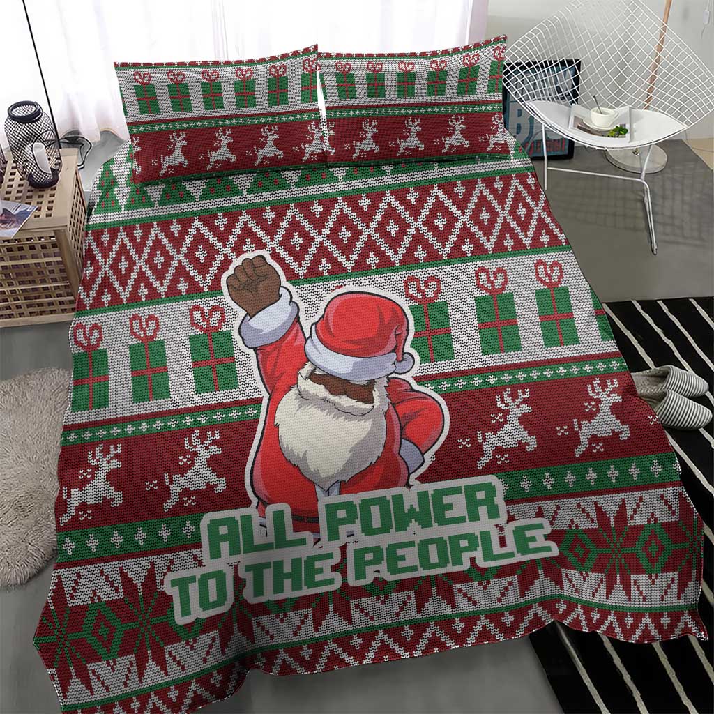 Black Santa Fist Christmas Africa Bedding Set All Power to the People DT03