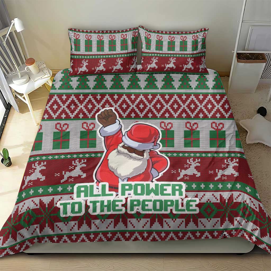 Black Santa Fist Christmas Africa Bedding Set All Power to the People DT03