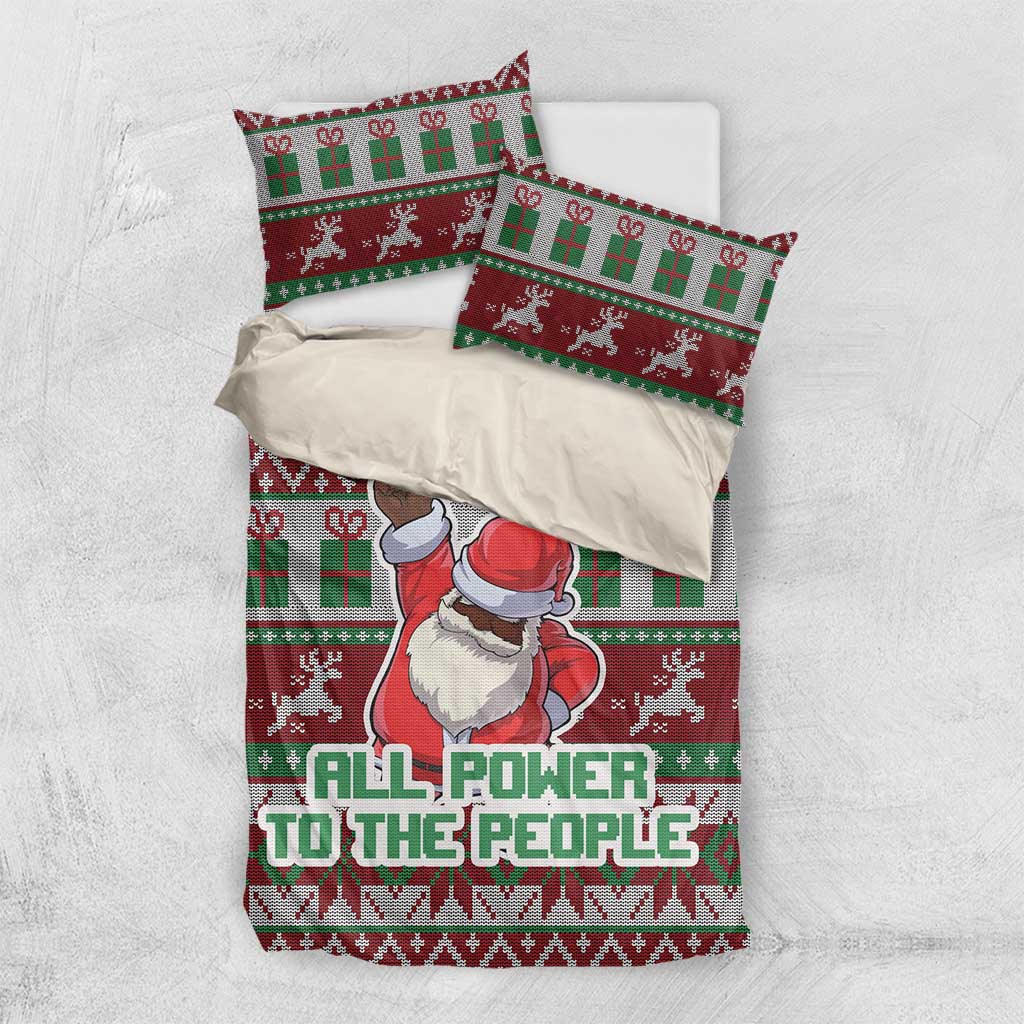 Black Santa Fist Christmas Africa Bedding Set All Power to the People DT03