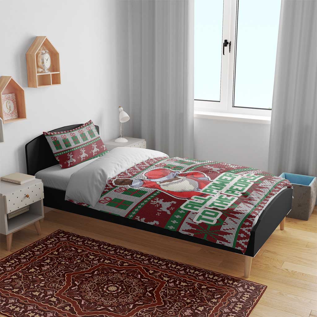 Black Santa Fist Christmas Africa Bedding Set All Power to the People DT03