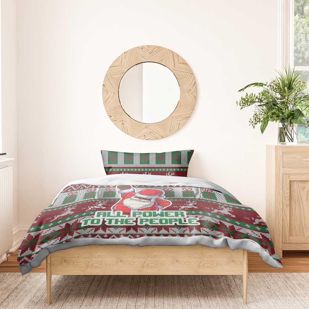 Black Santa Fist Christmas Africa Bedding Set All Power to the People DT03