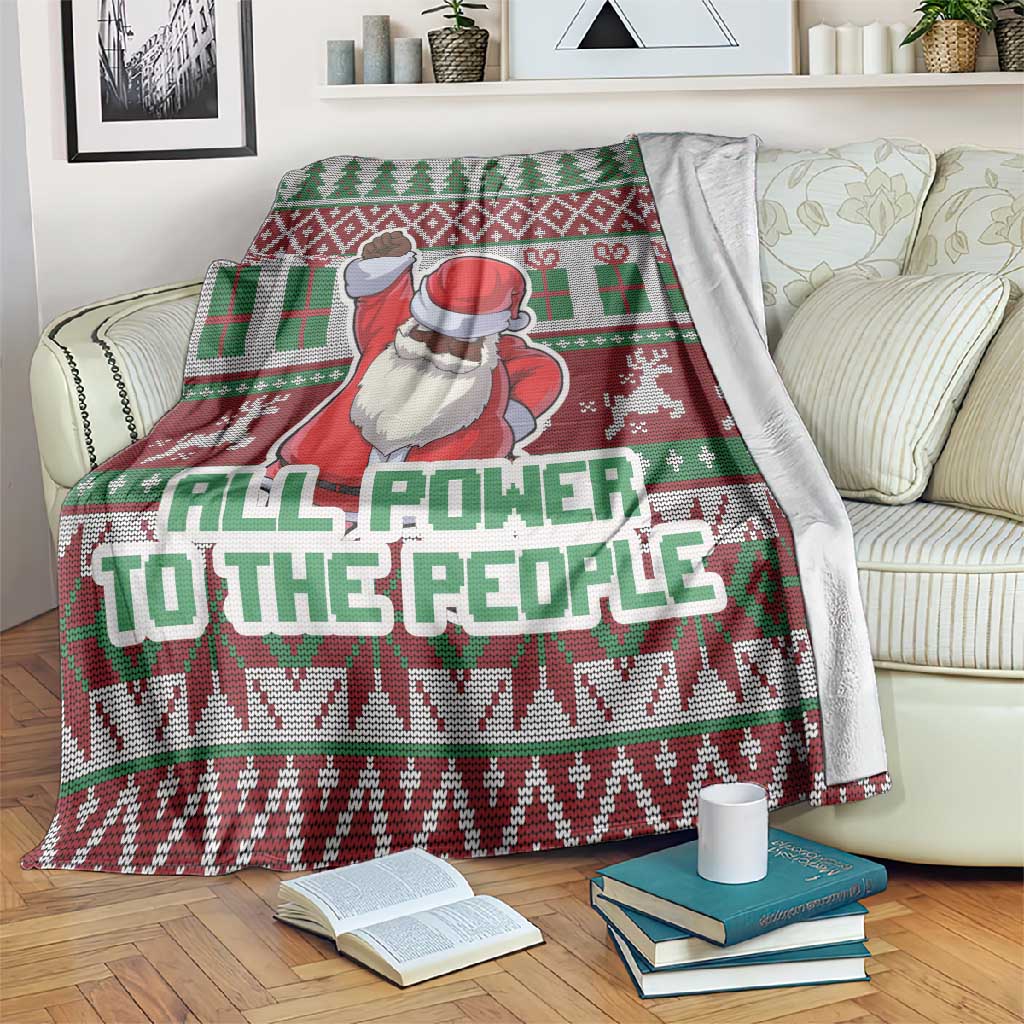 Black Santa Fist Christmas Africa Blanket All Power to the People DT03