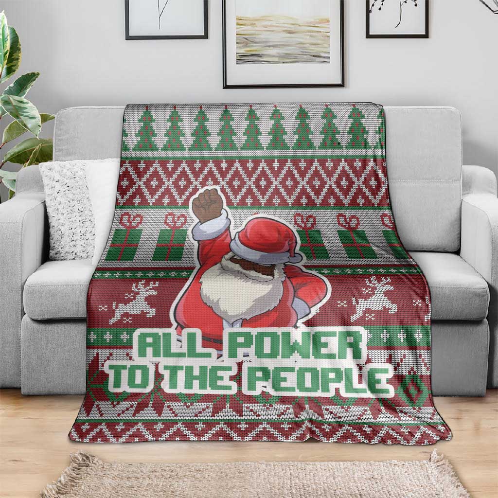 Black Santa Fist Christmas Africa Blanket All Power to the People DT03