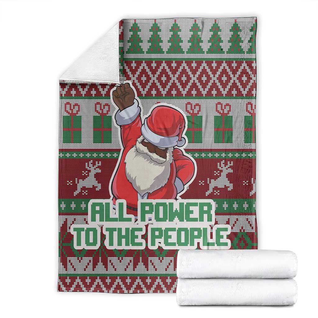 Black Santa Fist Christmas Africa Blanket All Power to the People DT03