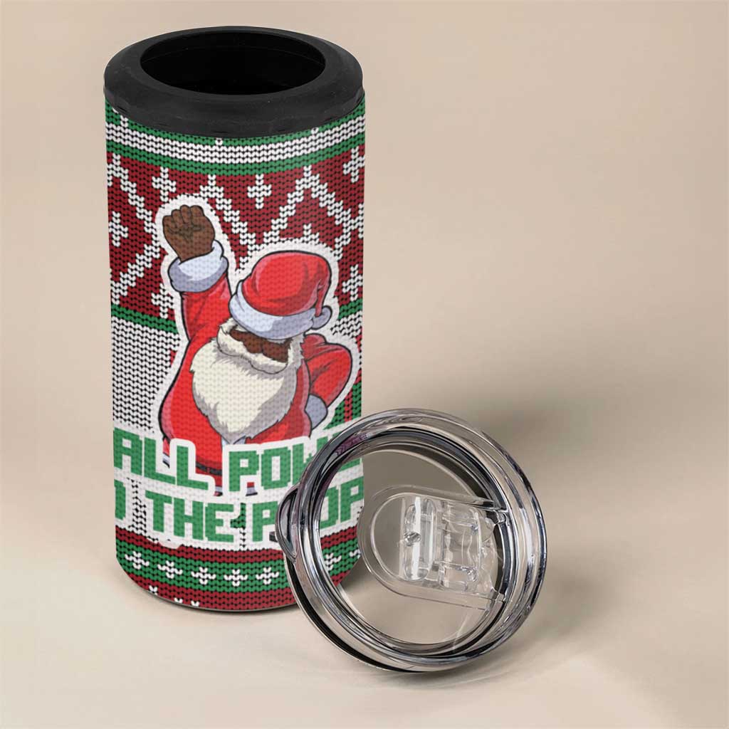 Black Santa Fist Christmas Africa 4 in 1 Can Cooler Tumbler All Power to the People DT03