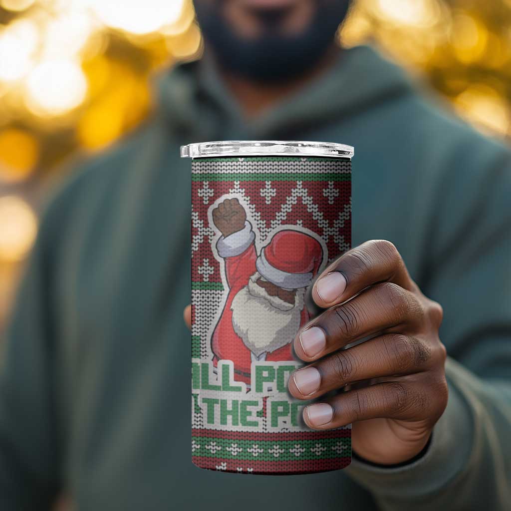 Black Santa Fist Christmas Africa 4 in 1 Can Cooler Tumbler All Power to the People DT03